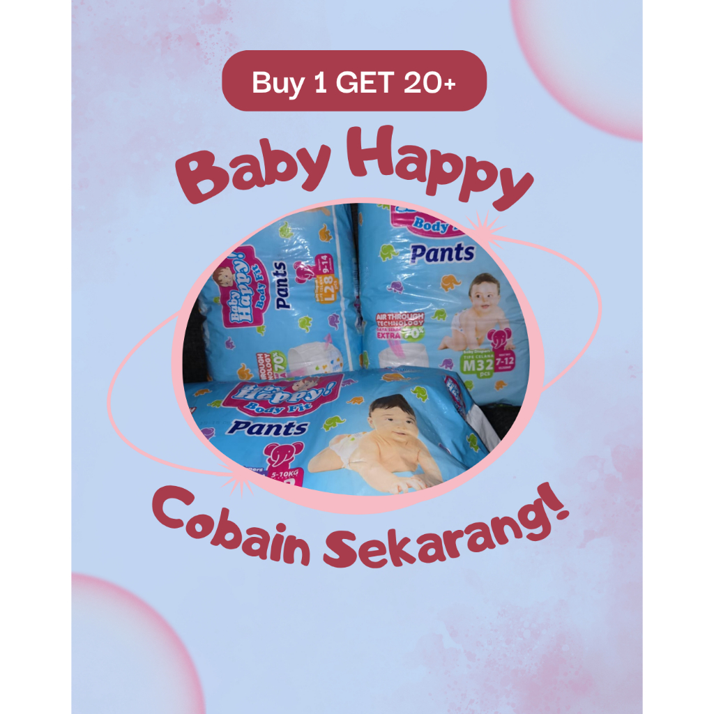 Baby happy baby happy popok celana happy active pants M20/L20/XL20/XXL18/S38+2/M32/L28/XL26/XXL24
