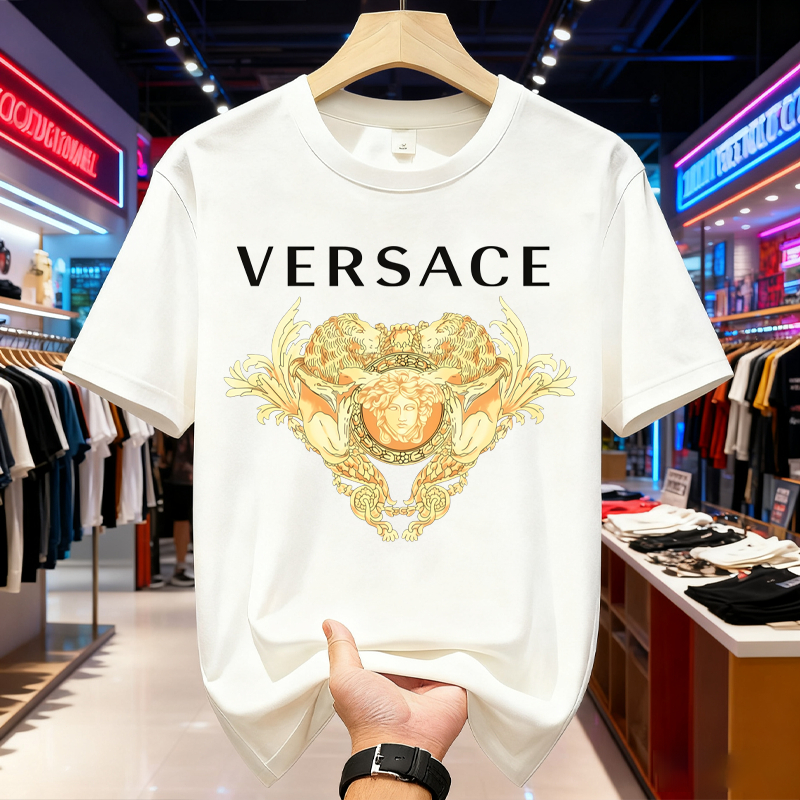 Kaos Versace lengan pendek Oversize Distro Branded Kaos lengan pendek Merchandise Menyerap Keringat