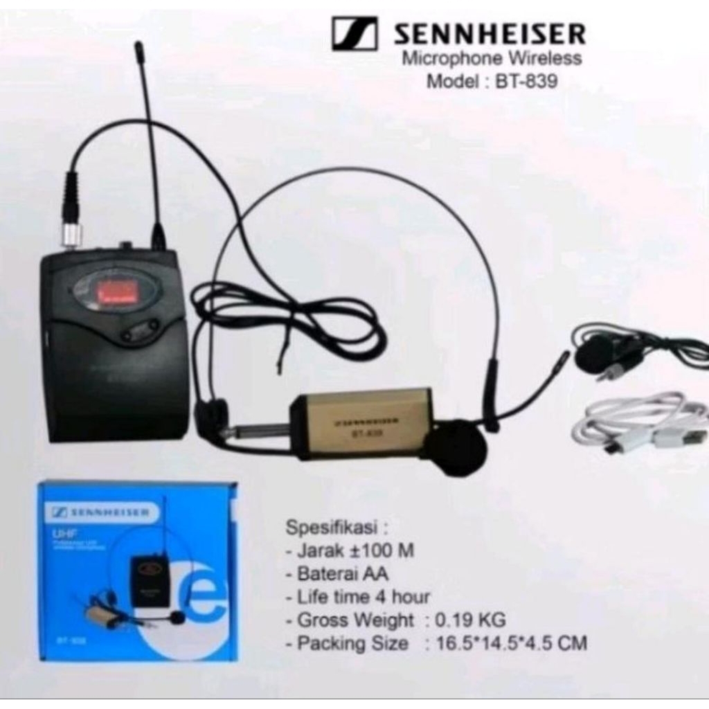 Microphone Bando Clip On Mic Wireless Sennheiser BT 839 Original