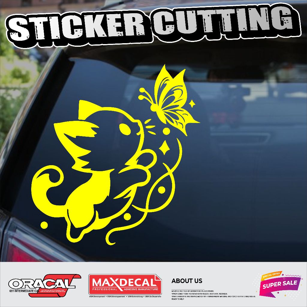 STICKER CUTTING KACA MOBIL BELAKANG GAMBAR KUCING 04