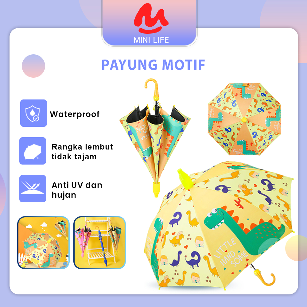 MINI LIFE Payung anak-anak bergambar kartun premium /Payung Kecil yang Menawan/Payung Kecil yang Imu