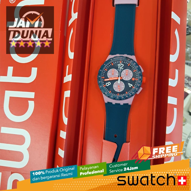 JAM PRIA SWATCH CHRONO ORIGINAL RUBBER GREEN SOFT PURPLE SWATCH SUSP400 SWATCH SUSP 400 SWATCH MOMEN
