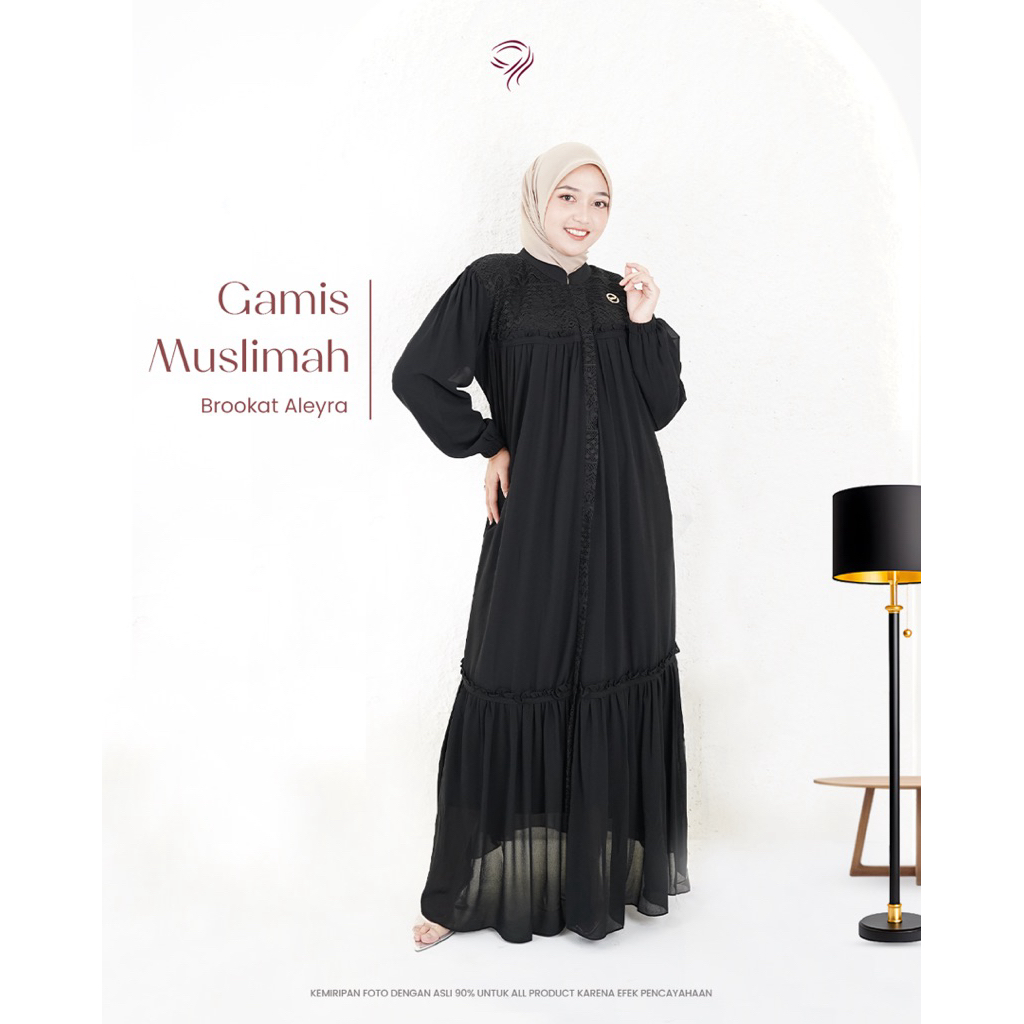 Ray'Sah l Aleyra Dress Gamis Muslimah Brookat Pesta Wanita - Desain Mewah Ray'Sah Busui Friendly den