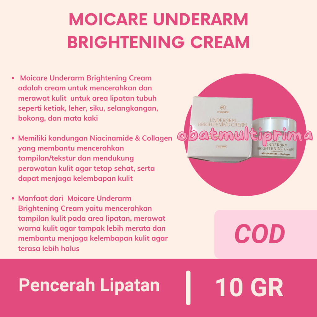 Moicare Underarm Cream Makassar - Krim Pencerah Siku Lipatan Ketiak Gelap Hitam Chicken Skin