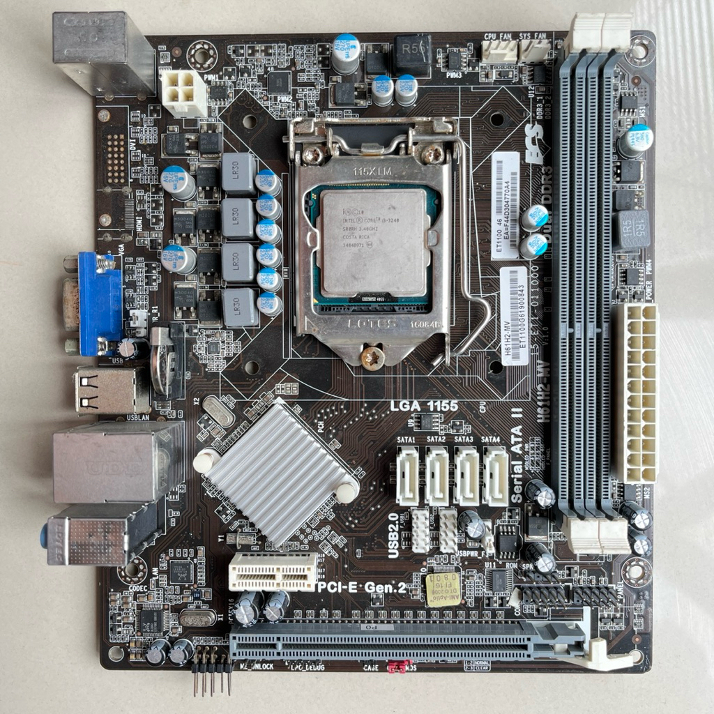 MOBO ECS H61 + CORE I3 3240 3.4GHZ LGA 1155 GEN3