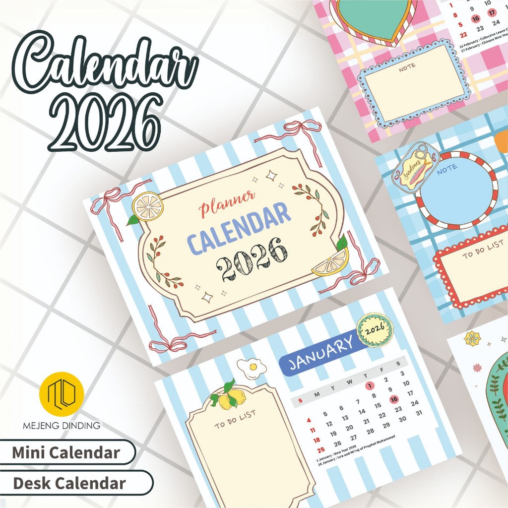 Kalender Meja 2026 Aesthetic / Kalender Duduk Ekskutif / Kalender 2026 / Calender Meja 2026 / Desk C