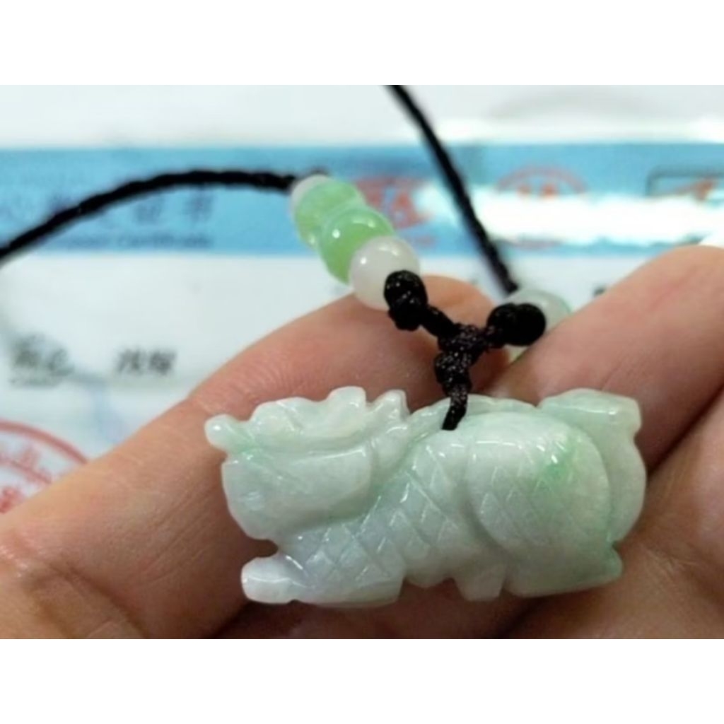 Giok Qilin/ Kirin Jadeite 100% Natural Asli Bersertifikat 0239