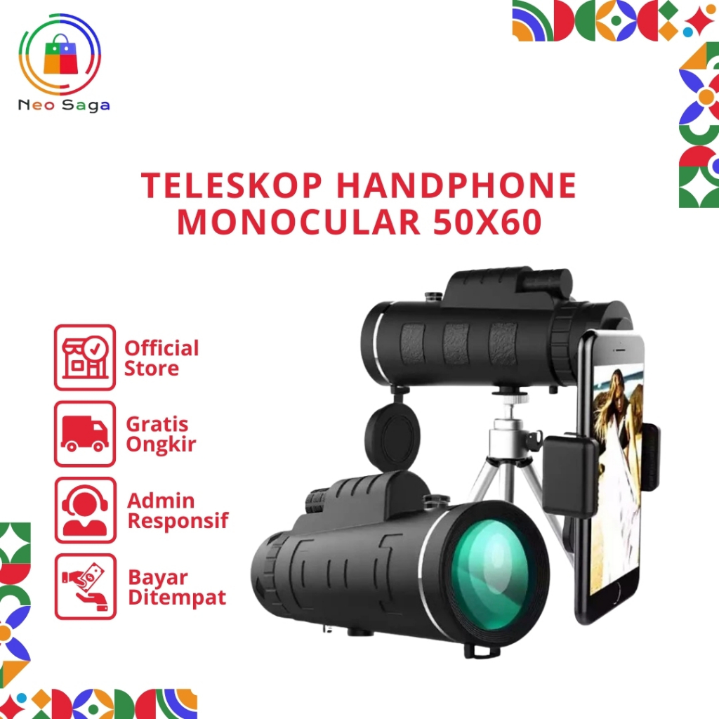 Teleskop Handphone Teropong Monocular 50x60 Teropong Zoom Jarak Jauh