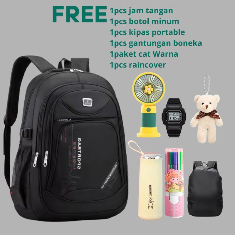 Ransel Sekolah Cewek Cowok Tas Sekolah Banyak Bonus Ransel Sekolah SD SMP SMA Kapsitas besarRansel P