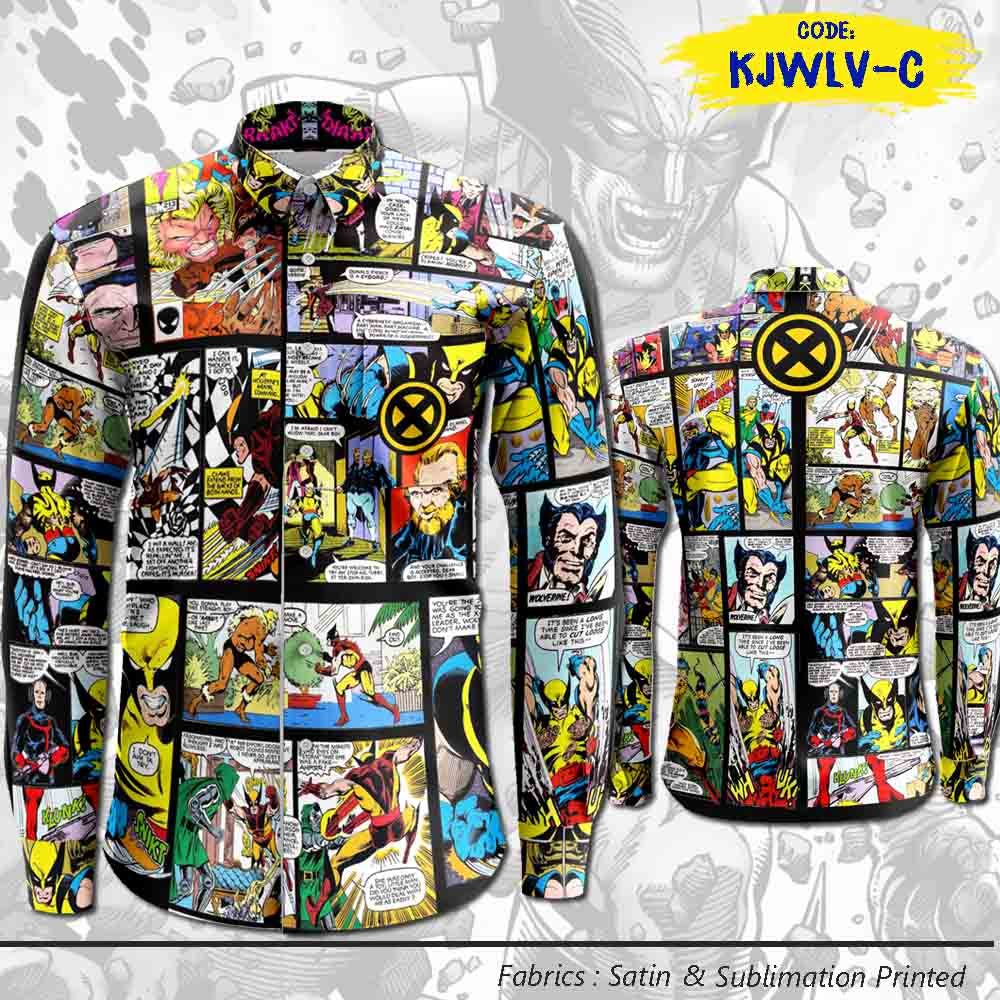 Kemeja Wolverine Comic Color, Kemeja Pria Wanita Motif Full Printing Terbaik