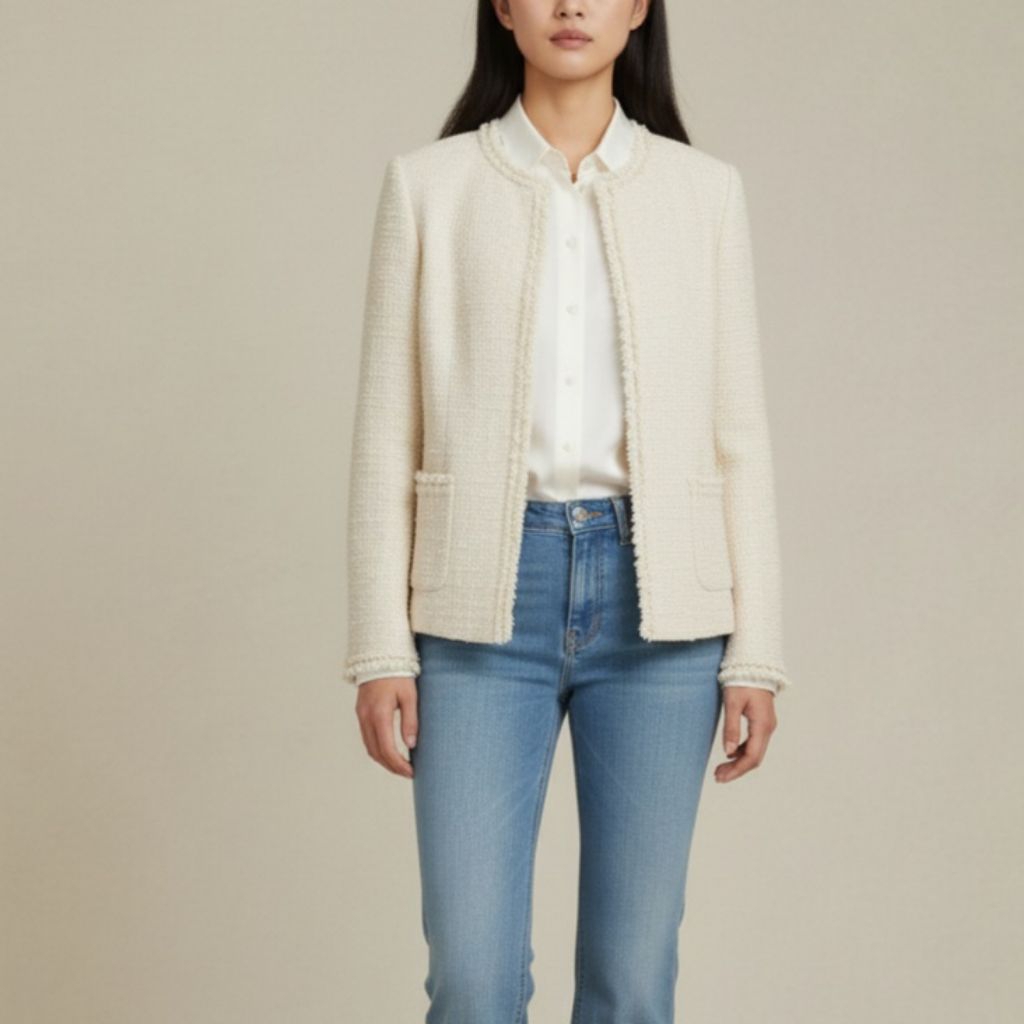 Preloved Massimo Dutti Tweed Blazer Offwhite