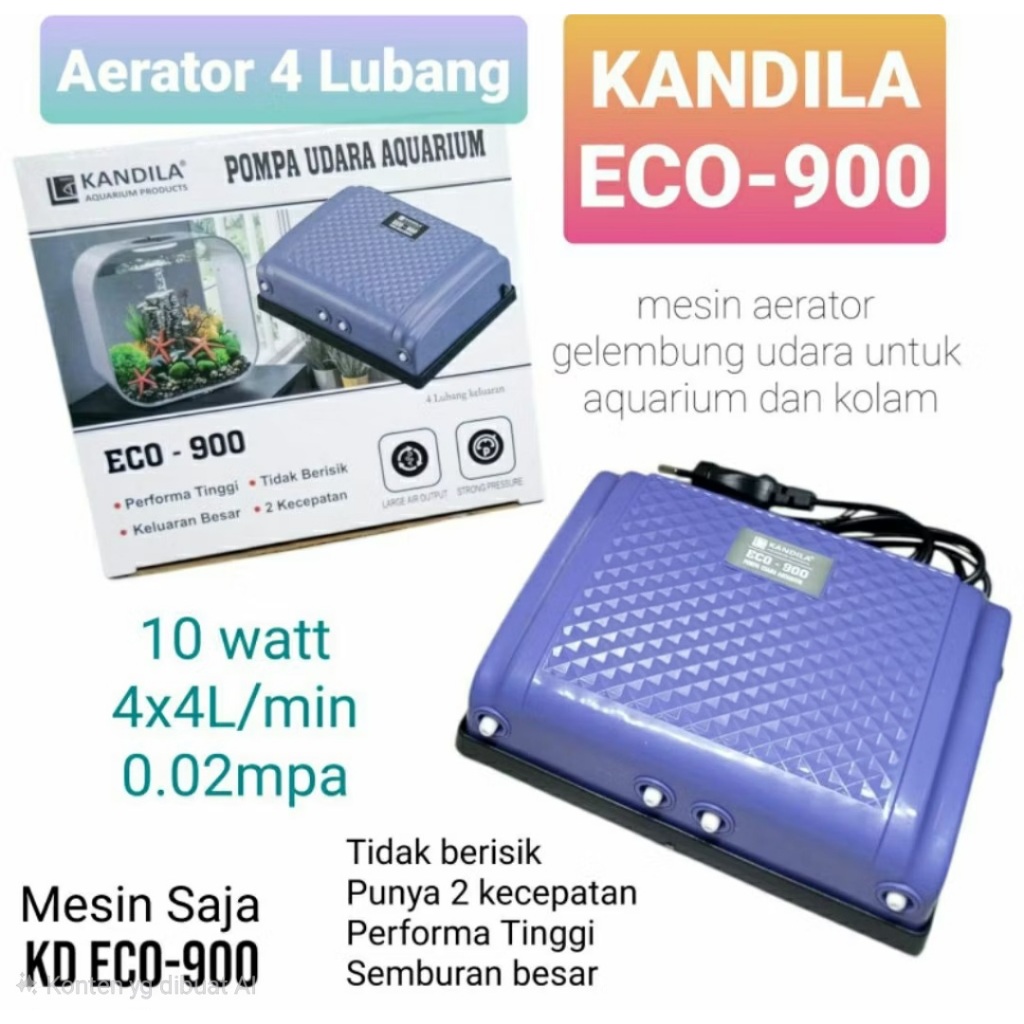 PAKET AERATOR KOLAM ikan 4 LUBANG KANDILA ECO-900. Airstone Bola da...