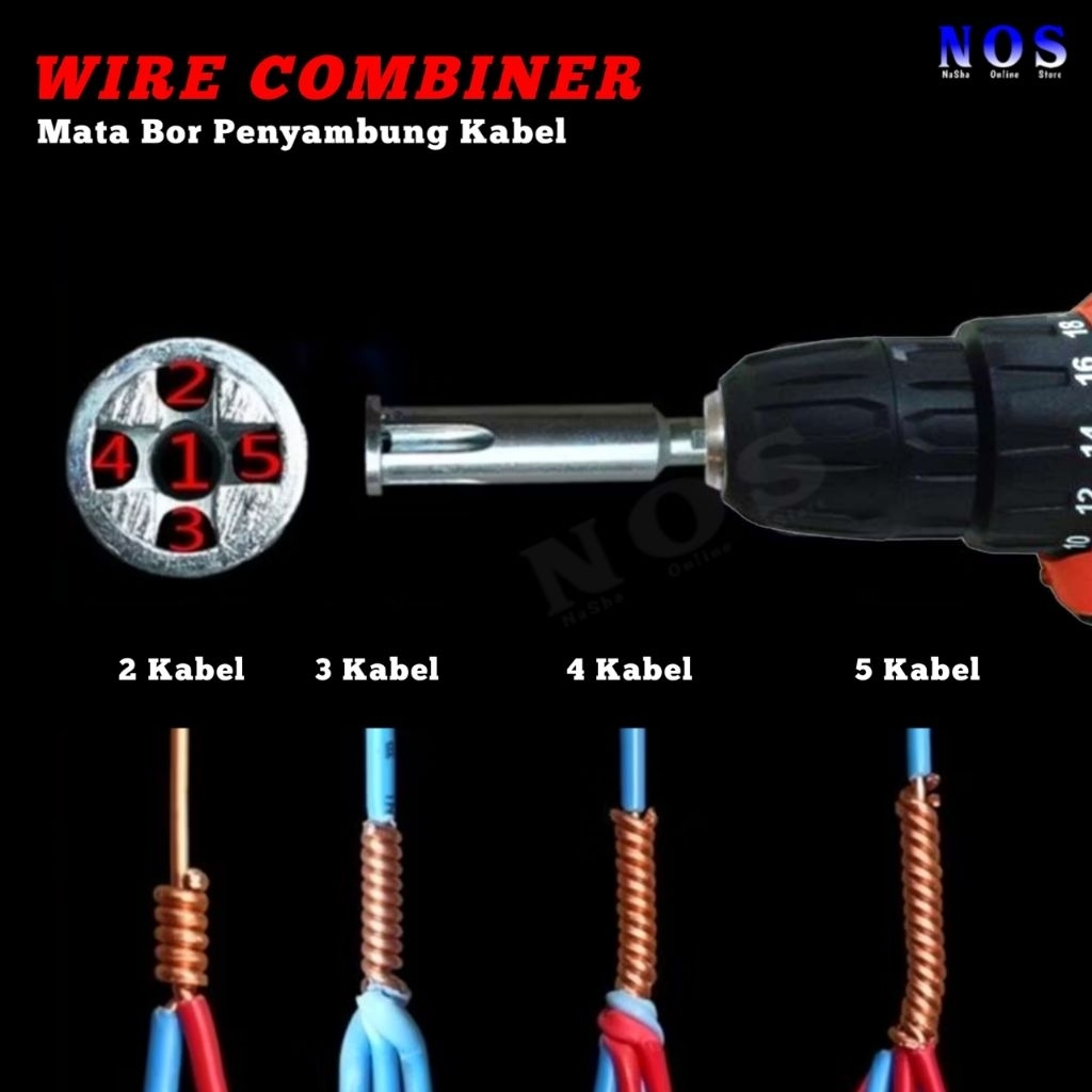 Mata Bor Penyambung Kabel Alat Pemutar Kabel Otomatis Wire Twisting 5 Hole