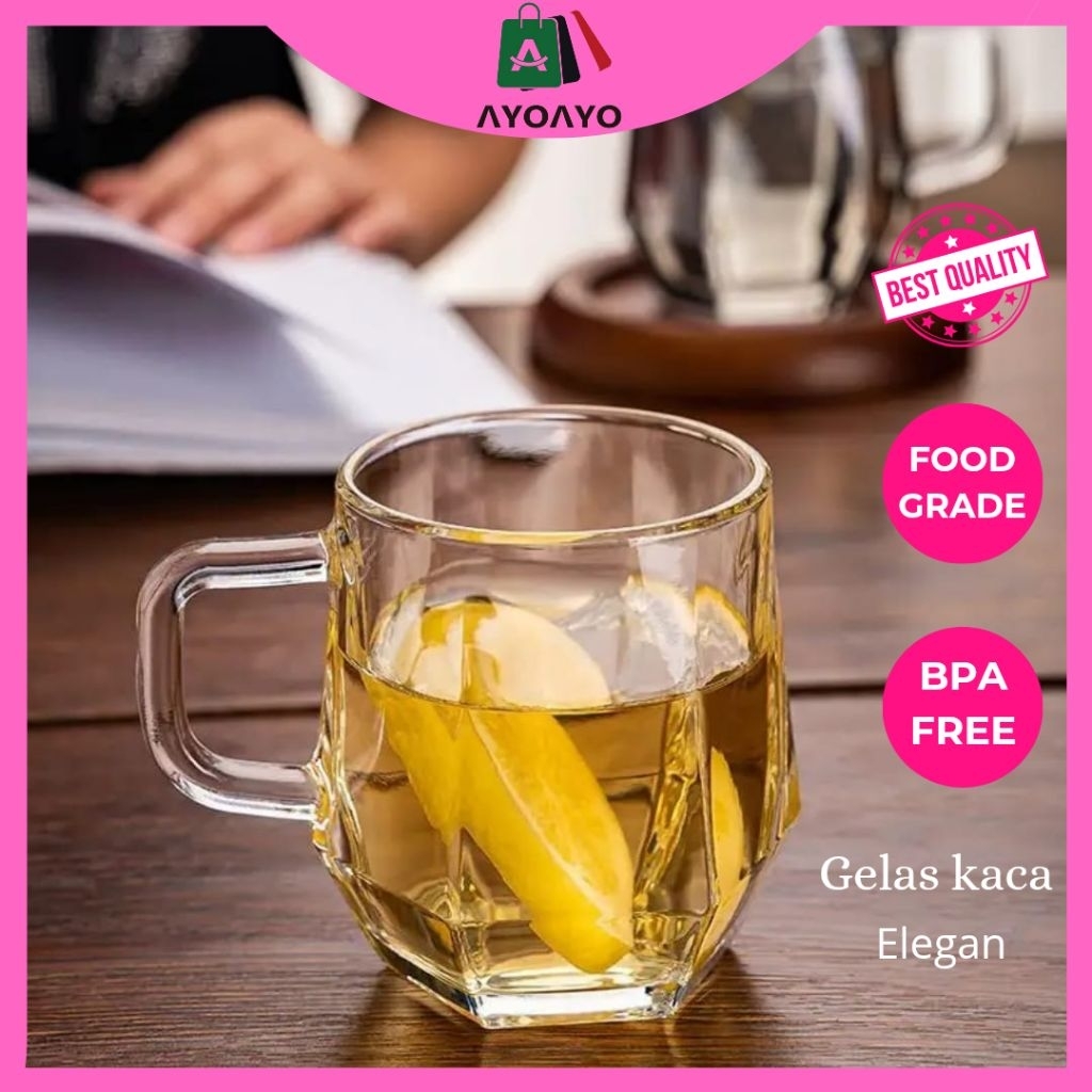 Gelas Kaca Motif Cangkir Kopi Exklusif Bening