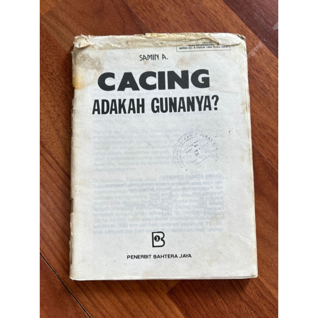 Buku - CACING ADAKAH GUNANYA oleh SAMIN A.
