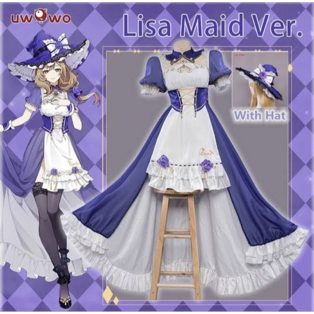 LISA MAID GENSHIN IMPACT COSPLAY COSTUME BRAND UWOWO - KOSTUM LISA MAID GENSHIN IMPACT