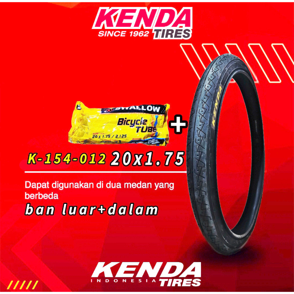 KENDA ban luar dalam sepeda 20 x 1.75 KENDA / ban sepeda 20x1.75 sepeda lipat bmx dll 20 in