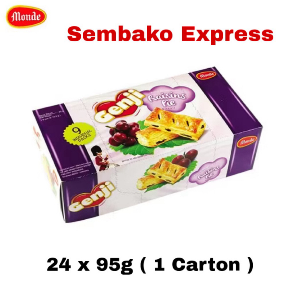 Genji Raisins Pie Monde 24 x 95g (1 Carton) | Kue Pastry Renyah Isi Kismis Premium | Sembako Express