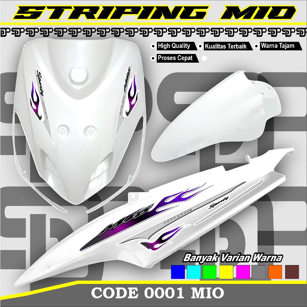 Sticker Yamaha Mio Amore Variasi Api | Striping UV Transparan Mio Sporty Urban | Stiker Mio Smile Va