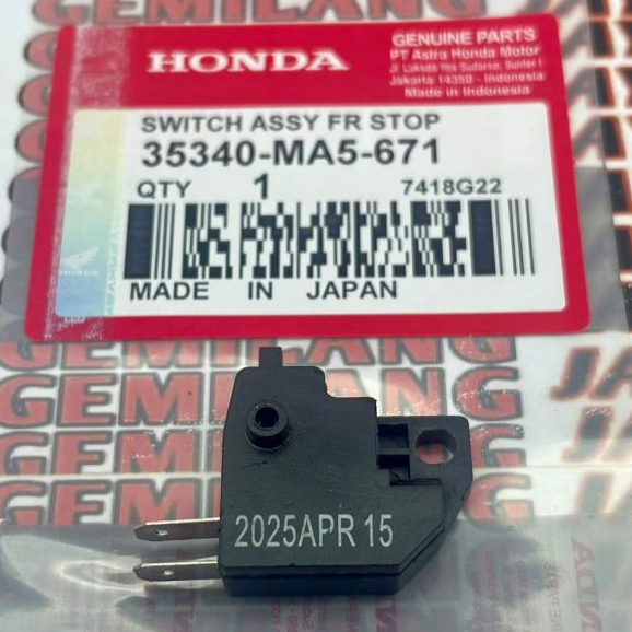 35340-MA5-671 Sw,Assy FR.Stop Switch Rem Depan – Beat, Scoopy, Supra, Genio, Kharisma Original JAPAN
