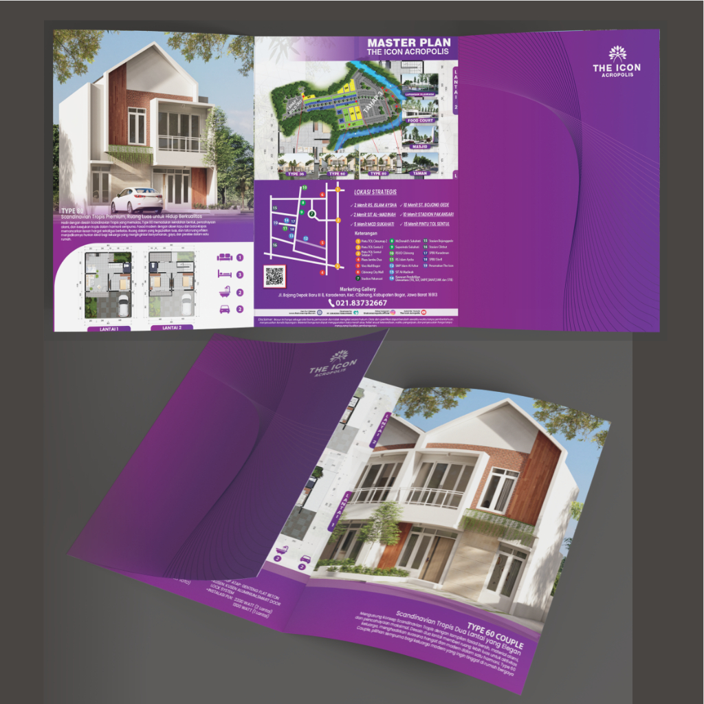 Sempel Brosur Trifold Ukuran A4 Lipat 3 (63 x 29,7cm) Cetak 2 Sisi Laminating