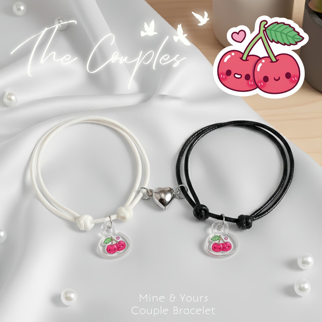 NEW Gelang Couple Magnet Liontin Cherry Couple Lucu Kekinian Sepasang | Couple Bracelet | Gelang Cou