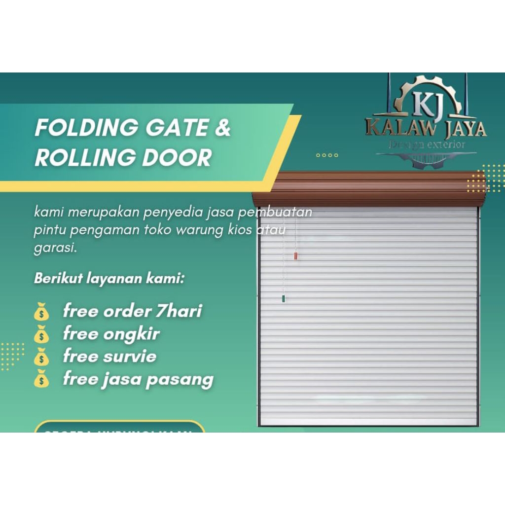 Rolling Door & Folding Gate Besi, Galvalum Costum Ukuran – Costum Warna Pintu Toko/Gudang/Rumah Prem