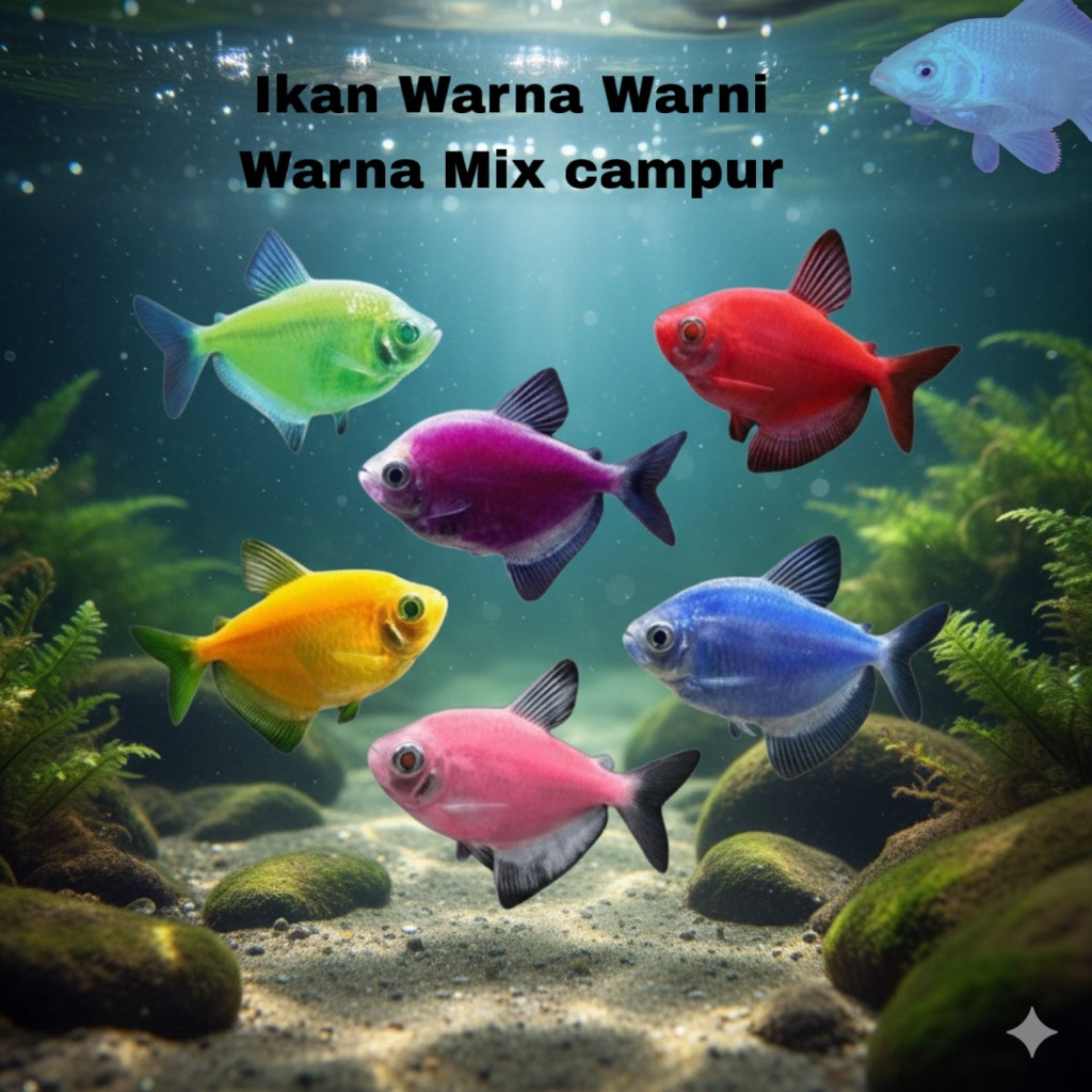 ikan fish ikan glow warna warni paket 50 ekor Mix