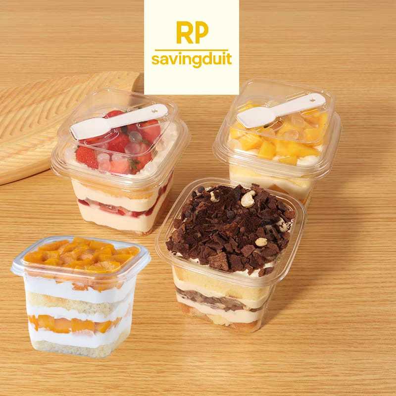 10set 400ml Box Sendok Tiramisu Kotak Kue Dessert Cup Mika Salad Buah Makanan