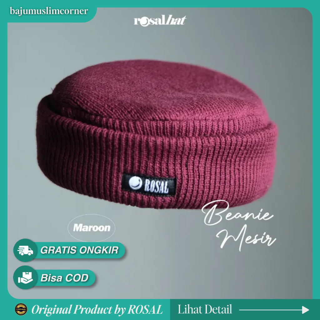 Beanie Mesir ROSAL Hat Peci Topi Kupluk Sholat Dewasa Bahan Wol
