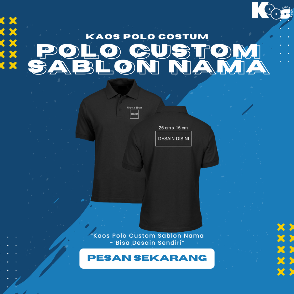 Kaos Polo Custom Sablon Nama / Logo | Baju Polo Kerah Pria dan Wanita - Bisa Desain Sendiri
