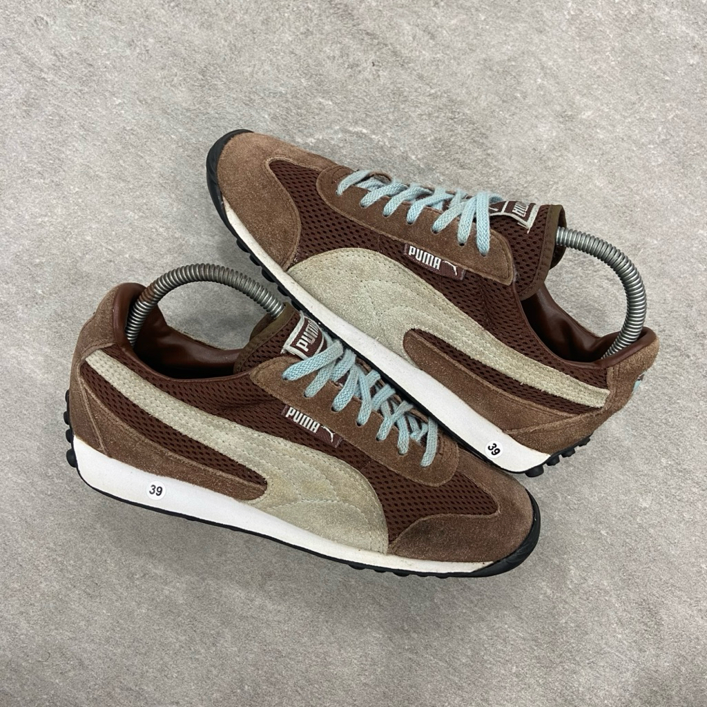 [Size 39] Very Rare Vintage Puma Retro Blue Brown Suede Mesh Sneakers Second Original. Kondisi mulus