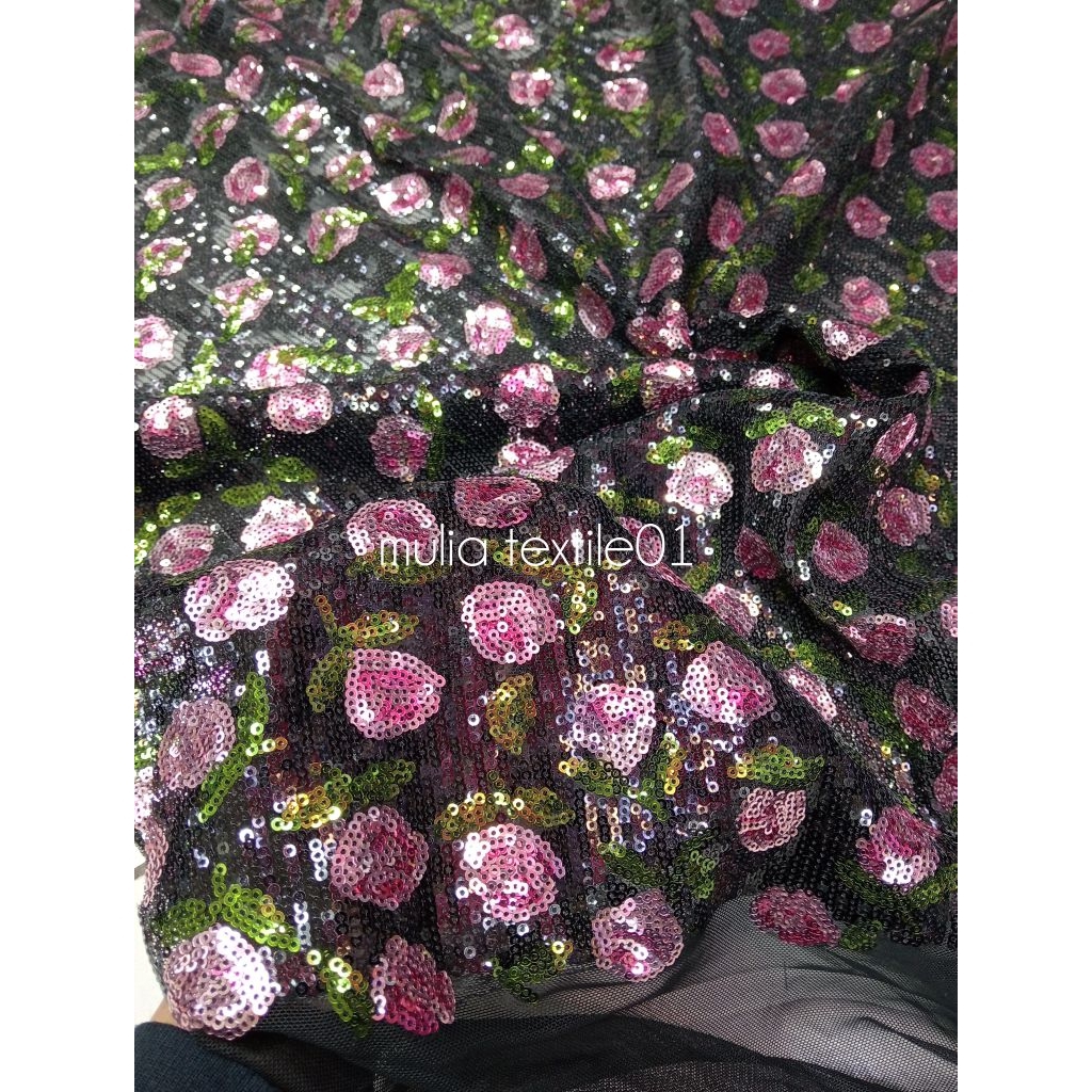 kain/bahan tile payet bunga/tile squin