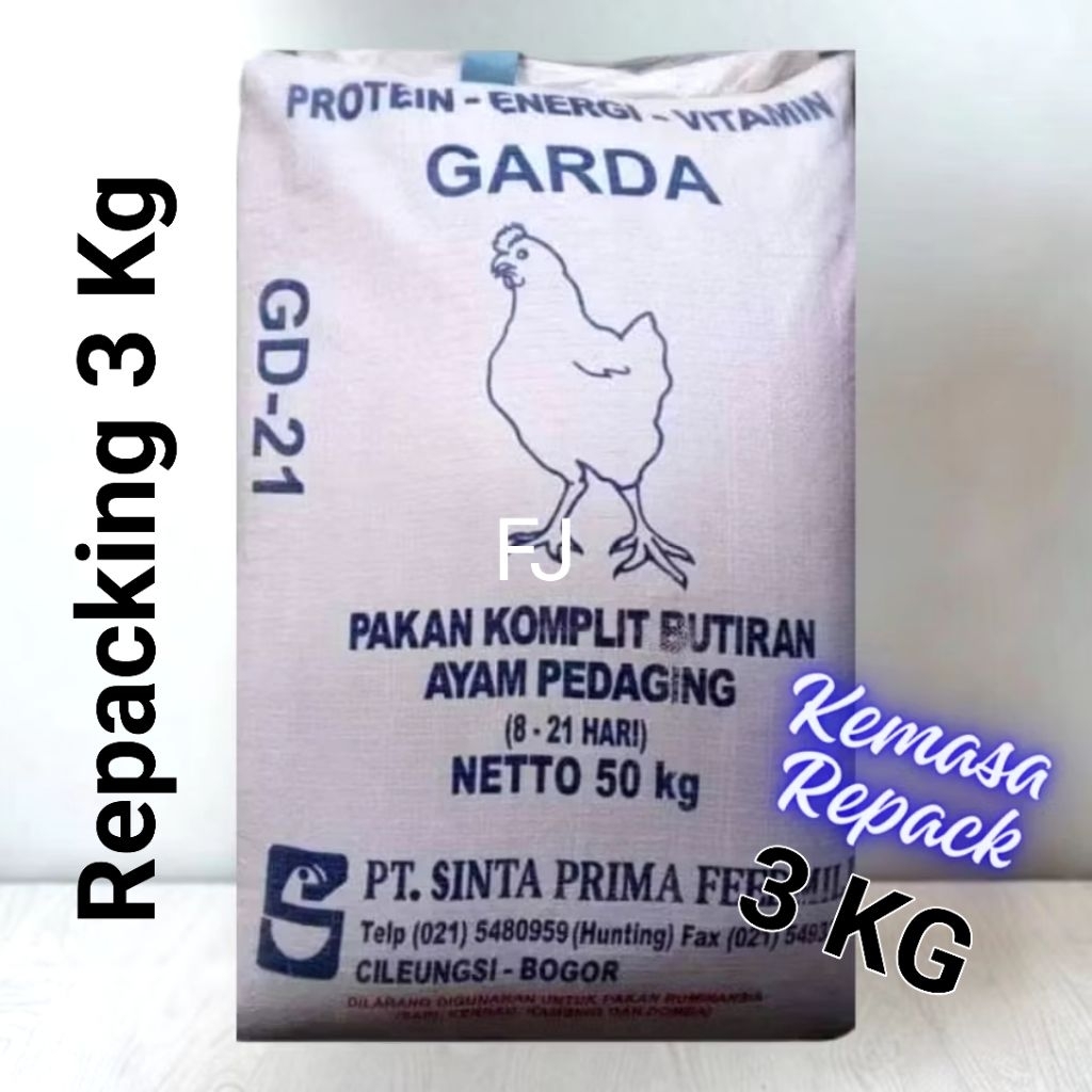 Pur ayam pedaging GARDA GD-21 SINTA Pakan ayam pedaging Repack 3 Kilo Gram