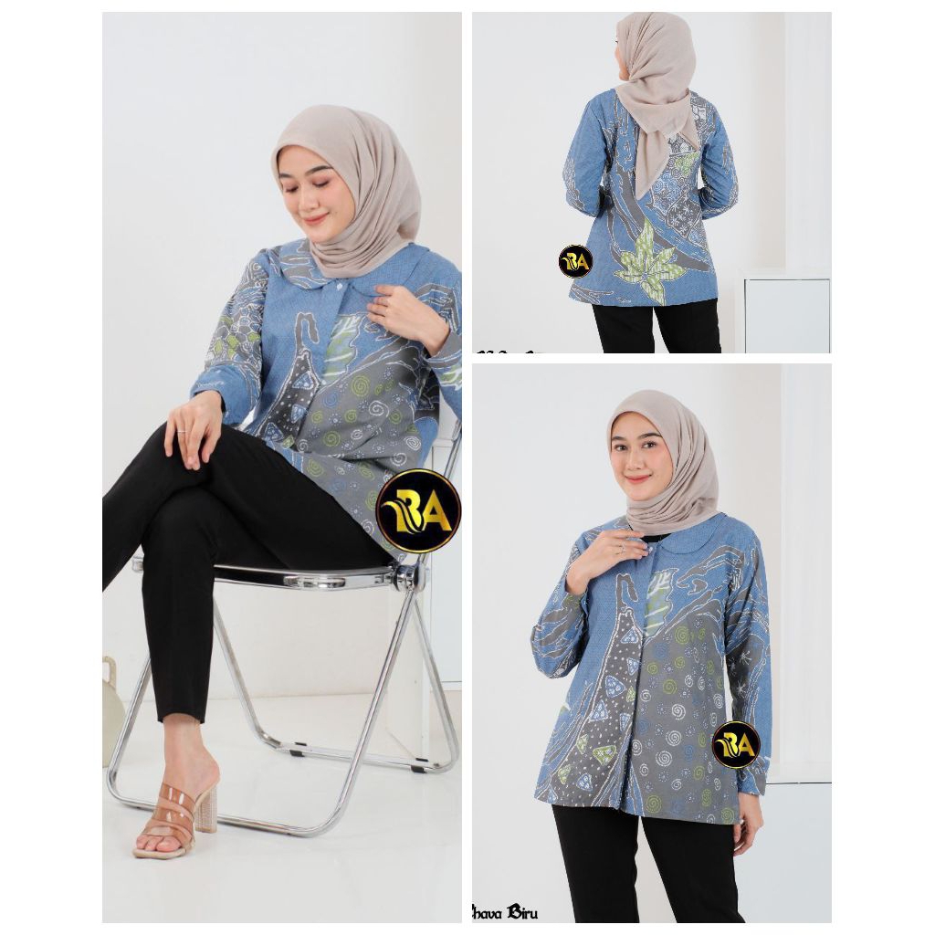 Blouse Batik Wanita Modern New Kerah Kupu