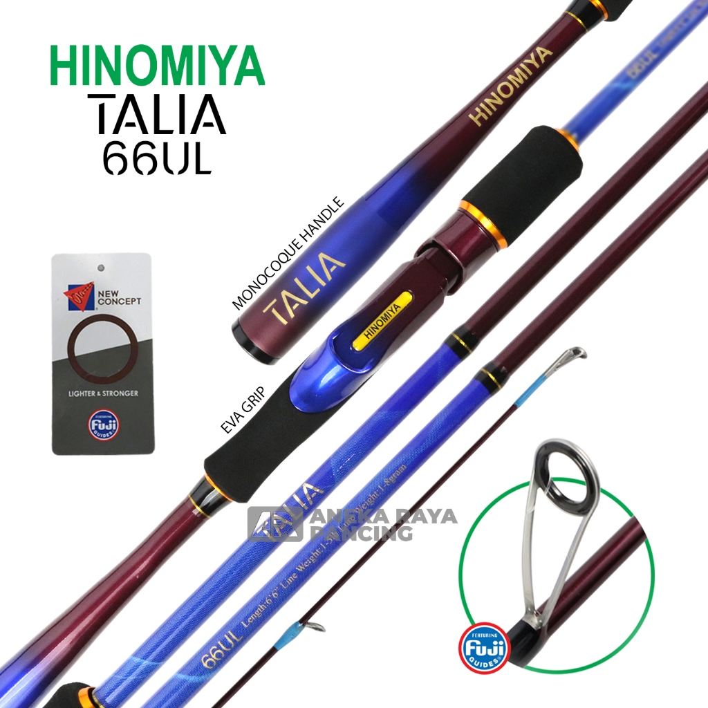 Joran Ultra Light HINOMIYA TALIA 198 s/d 228cm | Fuji Guides Monocoque Handle | Spinning Ultra Light