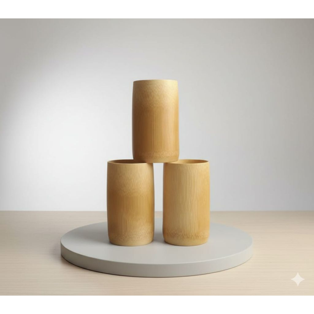 Gelas Bambu Ukir Kerajinan Tangan