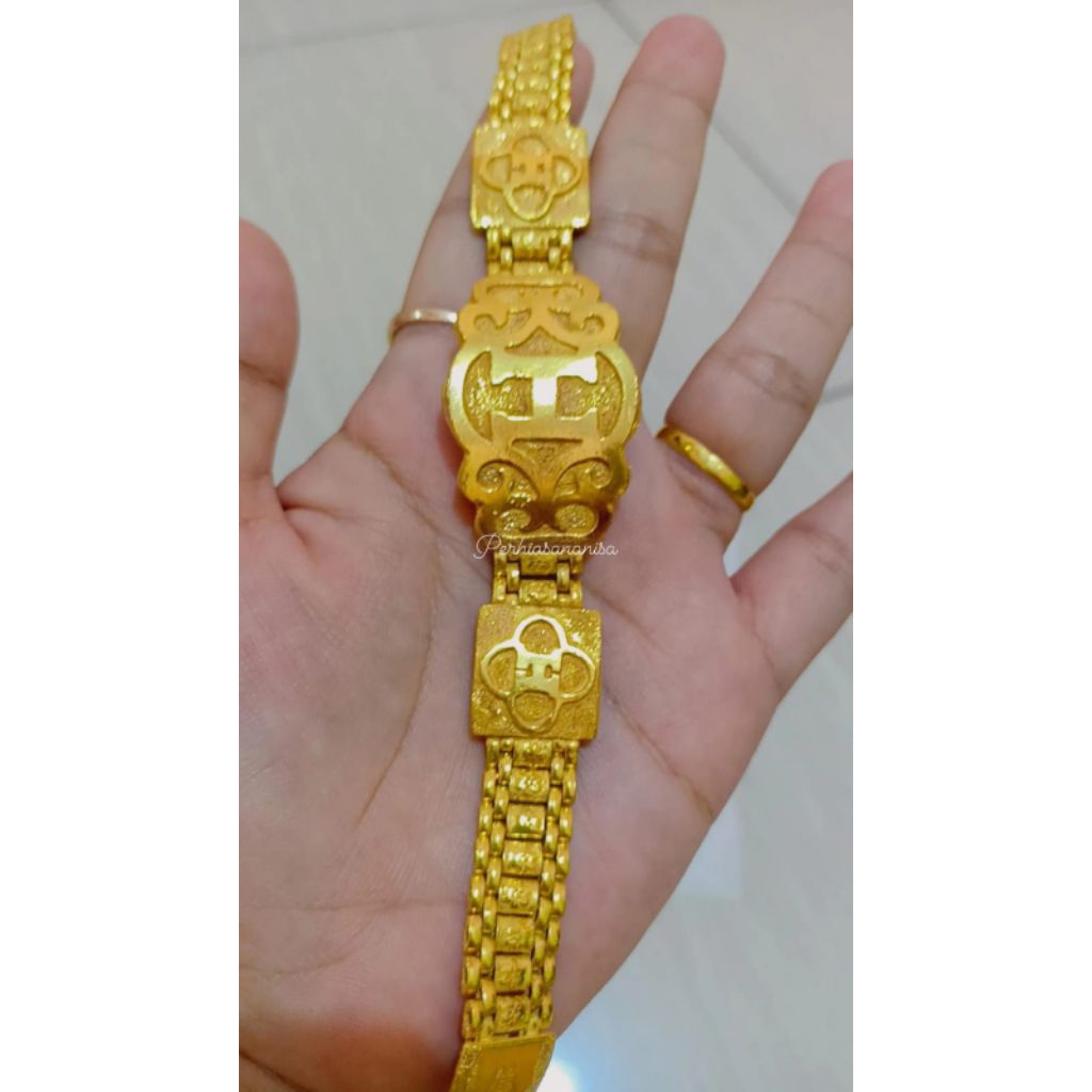Gelang Plat H emas lapis 999