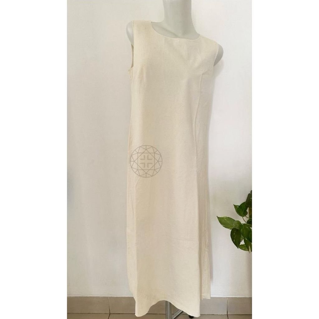 DKNY Midi Dress Linen Broken White ORIGINAL BRAND NEW