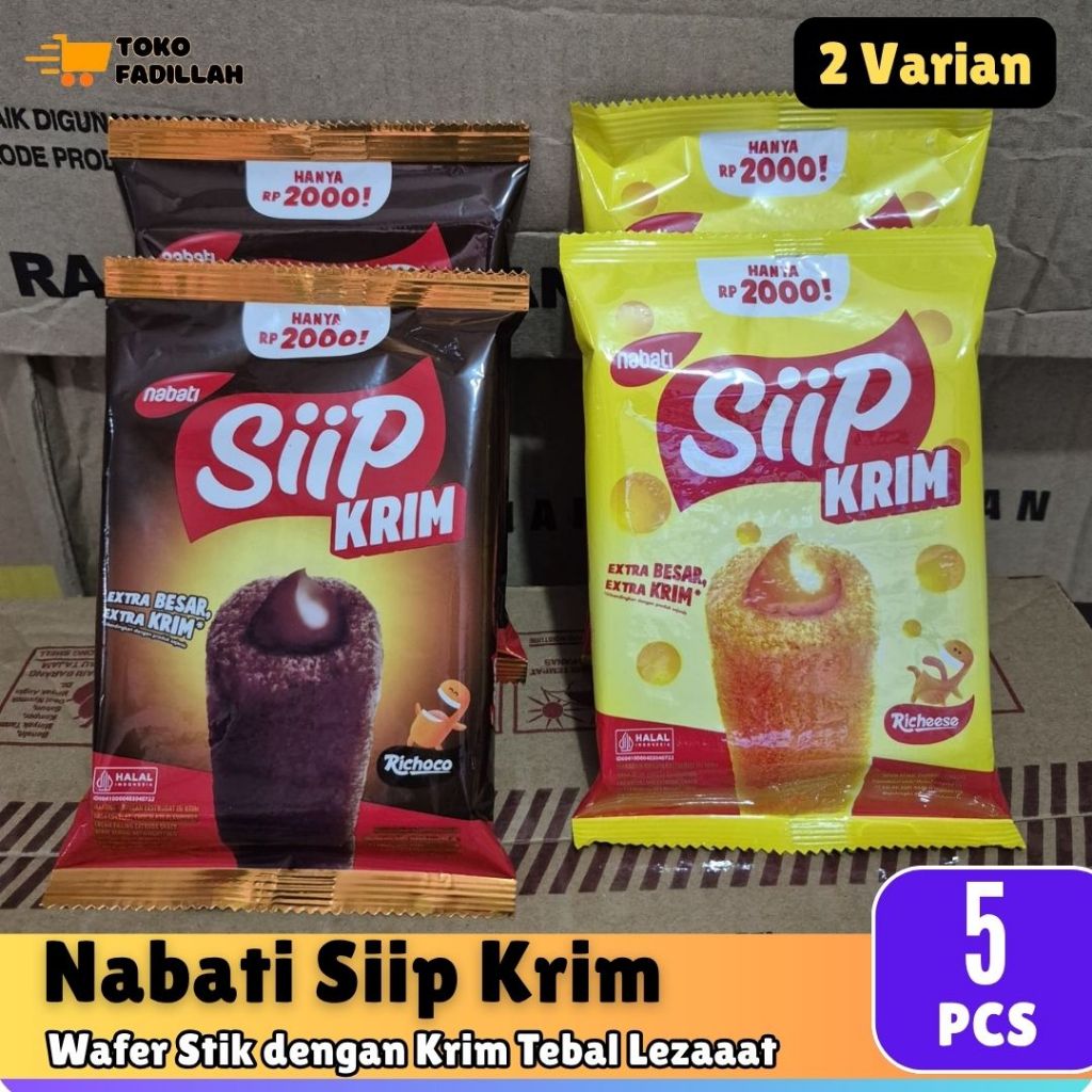 [5 pcs] Nabati Siip Krim 26gr - Wafer Stik Krim Cokelat & Keju Tebal
