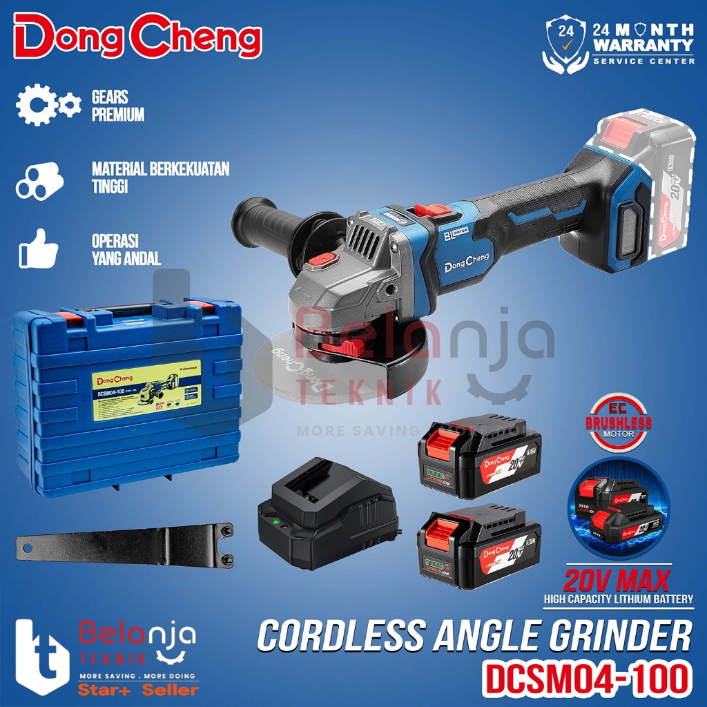 Mesin Gerinda Baterai DONGCHENG DCSM04-100 EM Cordless Angle Grinder 20V SET DCSM 04-100 DCSM04-100E