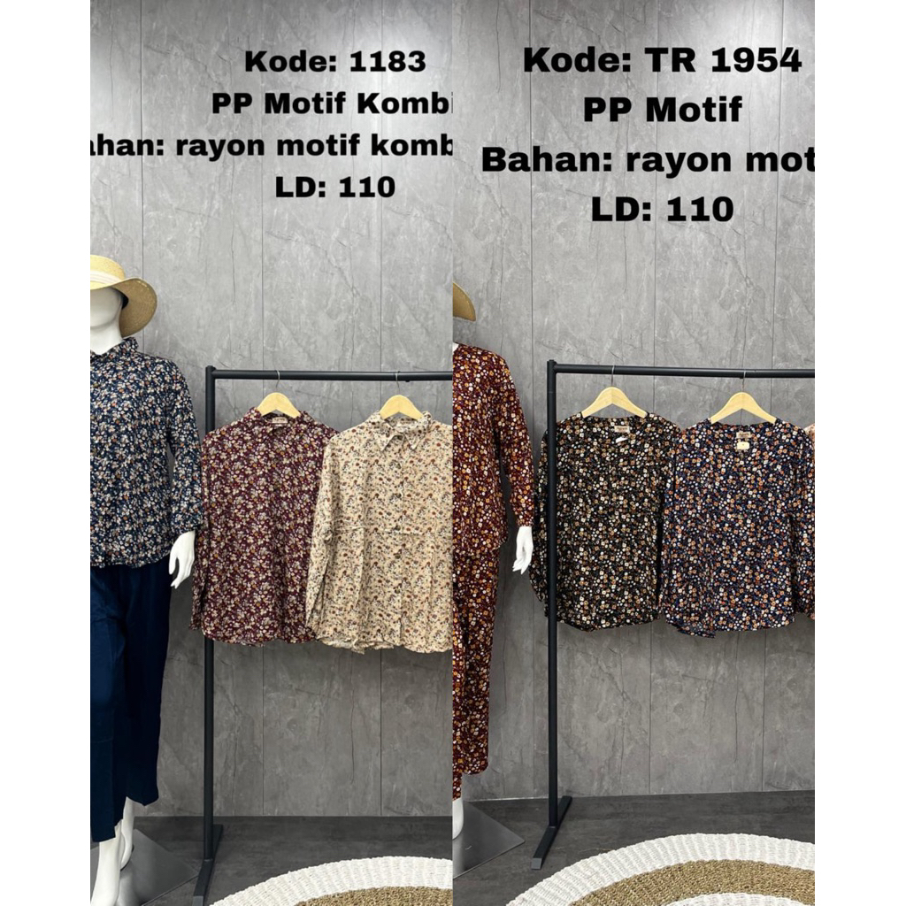 AGNES PP RAYON MOTIF & KOMBINASI TWILL/LENGAN PANJANG ,standart/bahanrayon