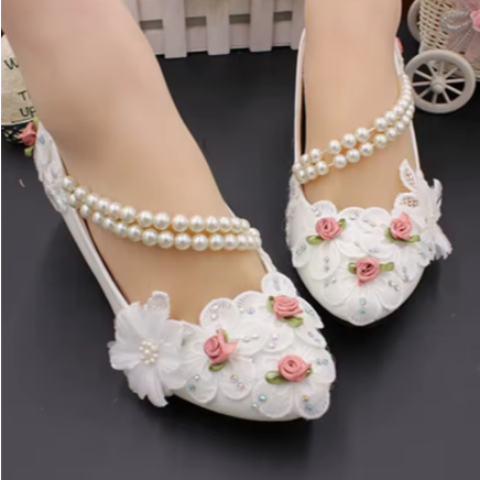 White Bridesmaid Fashion Bridal Wedding Shoes