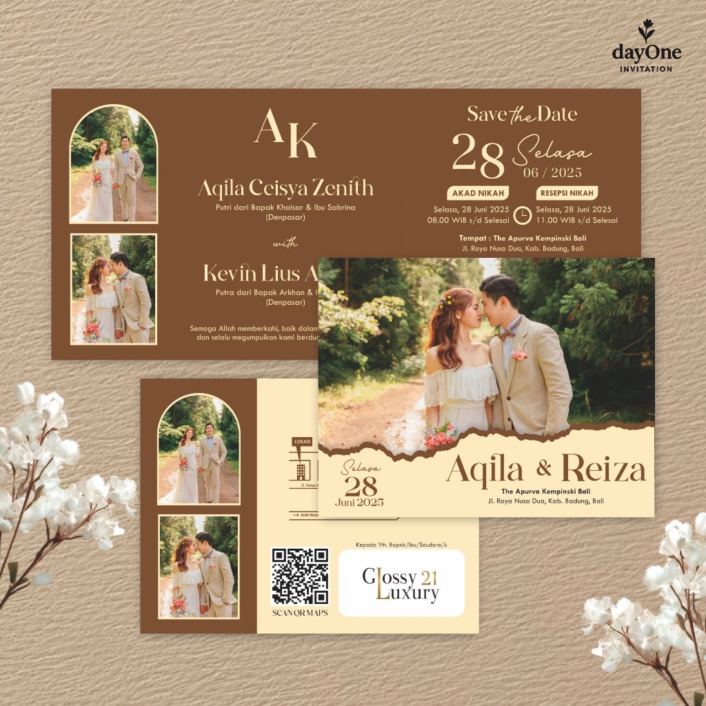 UNDANGAN PERNIKAHAN AESTHETIC - CETAK UNDANGAN CUSTOM FOTO GLOSSY LUXURY