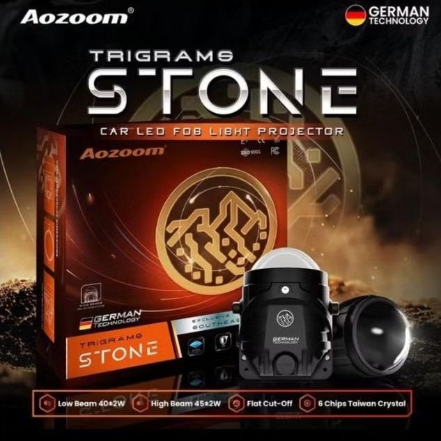 AOZOOM TRIGRAMS STONE - CAR LED FOGLIGHT PROJECTOR/ FOGLAMP 3 INCH