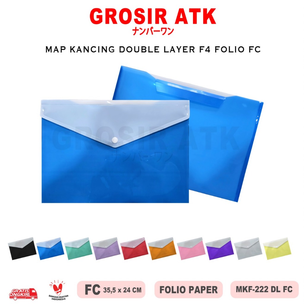 GROSIR ATK- MAP KANCING DOUBLE LAYER FULL WARNA TRANSPARAN UKURAN F4