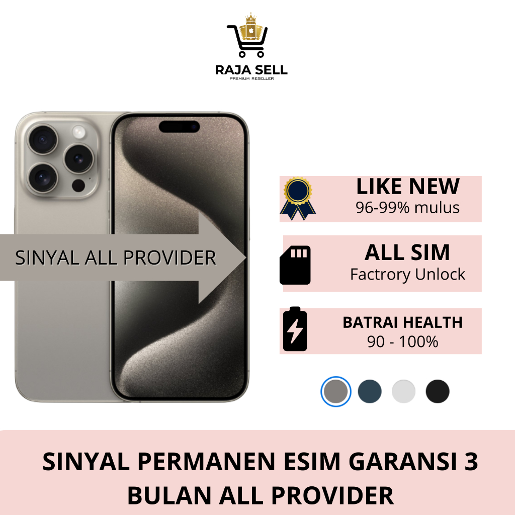 RAJASELL2 PERMANEN iPhone 15Pro 128Gb 256GB 512GB Second Mulus Factory Unlock Natural Titanium