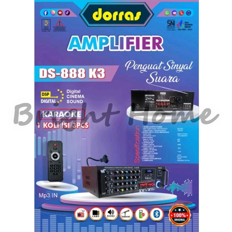 DORRAS DS-888 K3 DS888 K3 Amplifier Karaoke Penguat Sinyal Suara Ampli Mixer