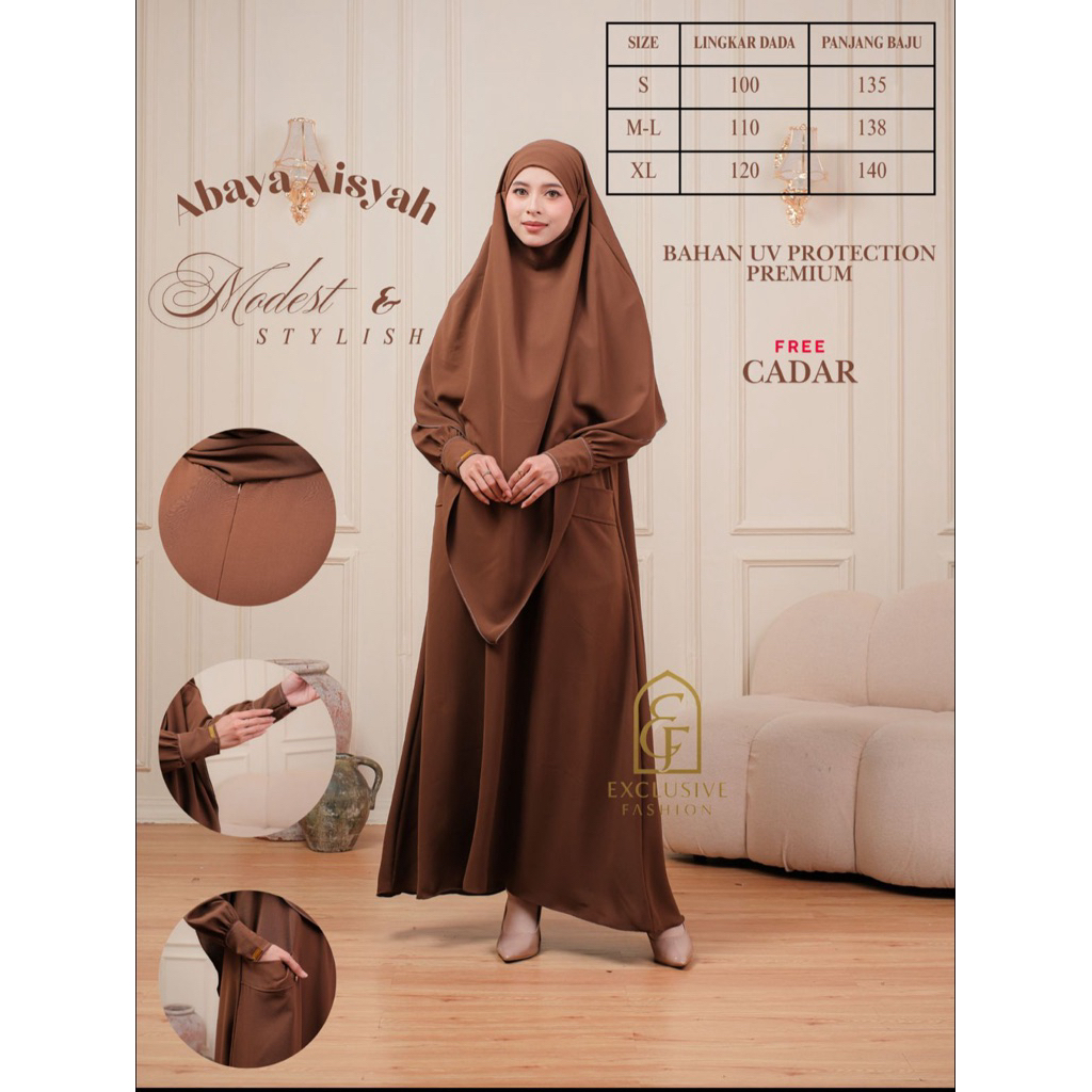 Termurah Abaya Anti Uv Aisyah Premium Bahan Sabrina Antiuv Gamis SyarI Elegan & Nyaman Free Cadar