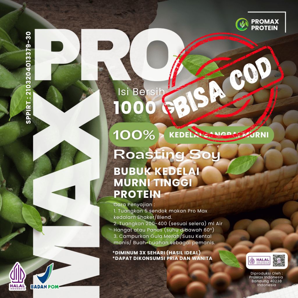 Susu Bubuk Protein Kedelai Murni Pro Max Whey Protein 1000 Gram - Minuman Protein Susu Kacang Kedela